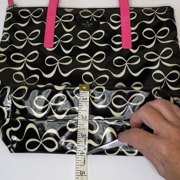 Kate Spade Vinyl Bow Bag Black White Pink - Picture 10 of 13